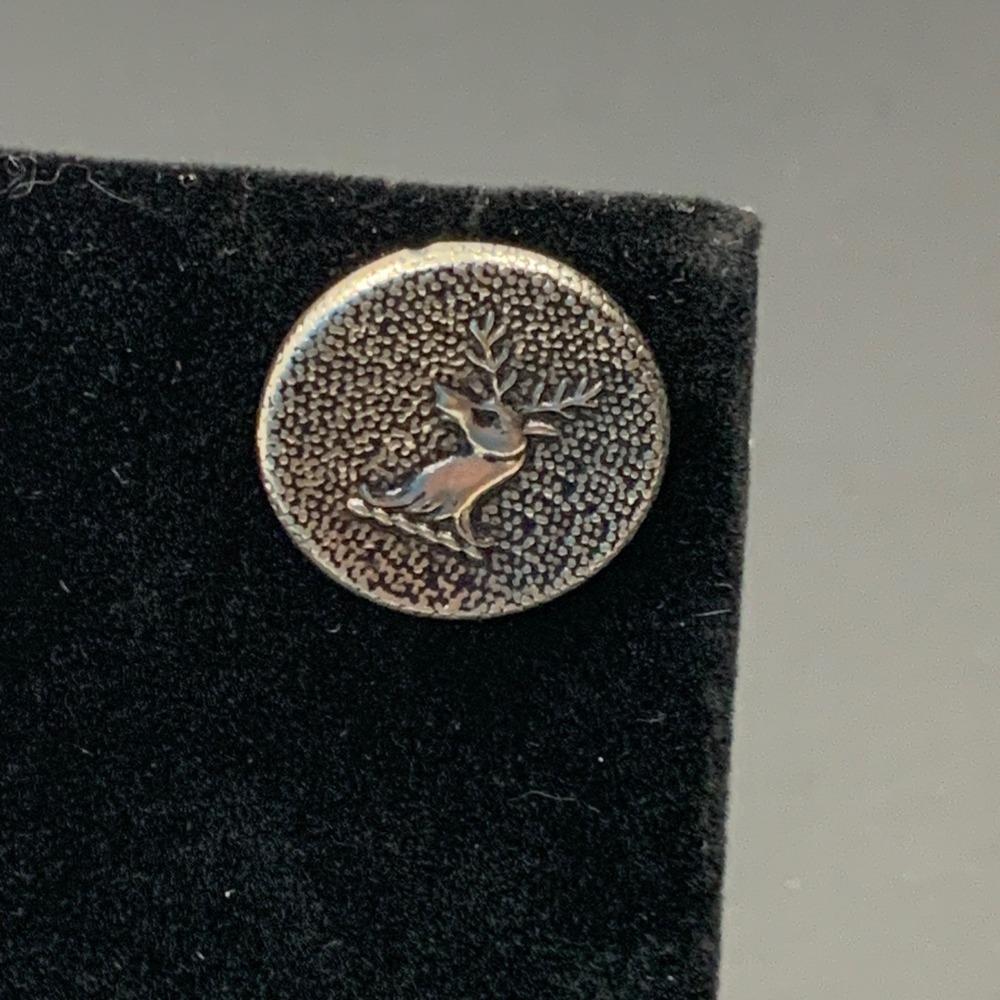 Vintage Silver Tone‎ Stag Deer Head Oval Single Cuff Link Replacement Wildlife